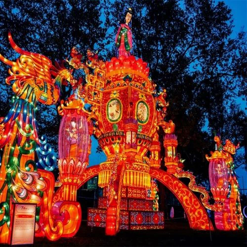 پارک سجاوٹ ایل ای ڈی جانوروں کی خوبصورت چینی سلک لالٹین برائے فروخت