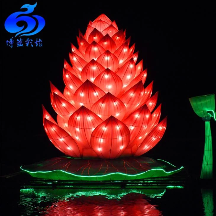 Highly Realistic LIfe Size Lutos Flower Silk Lantern